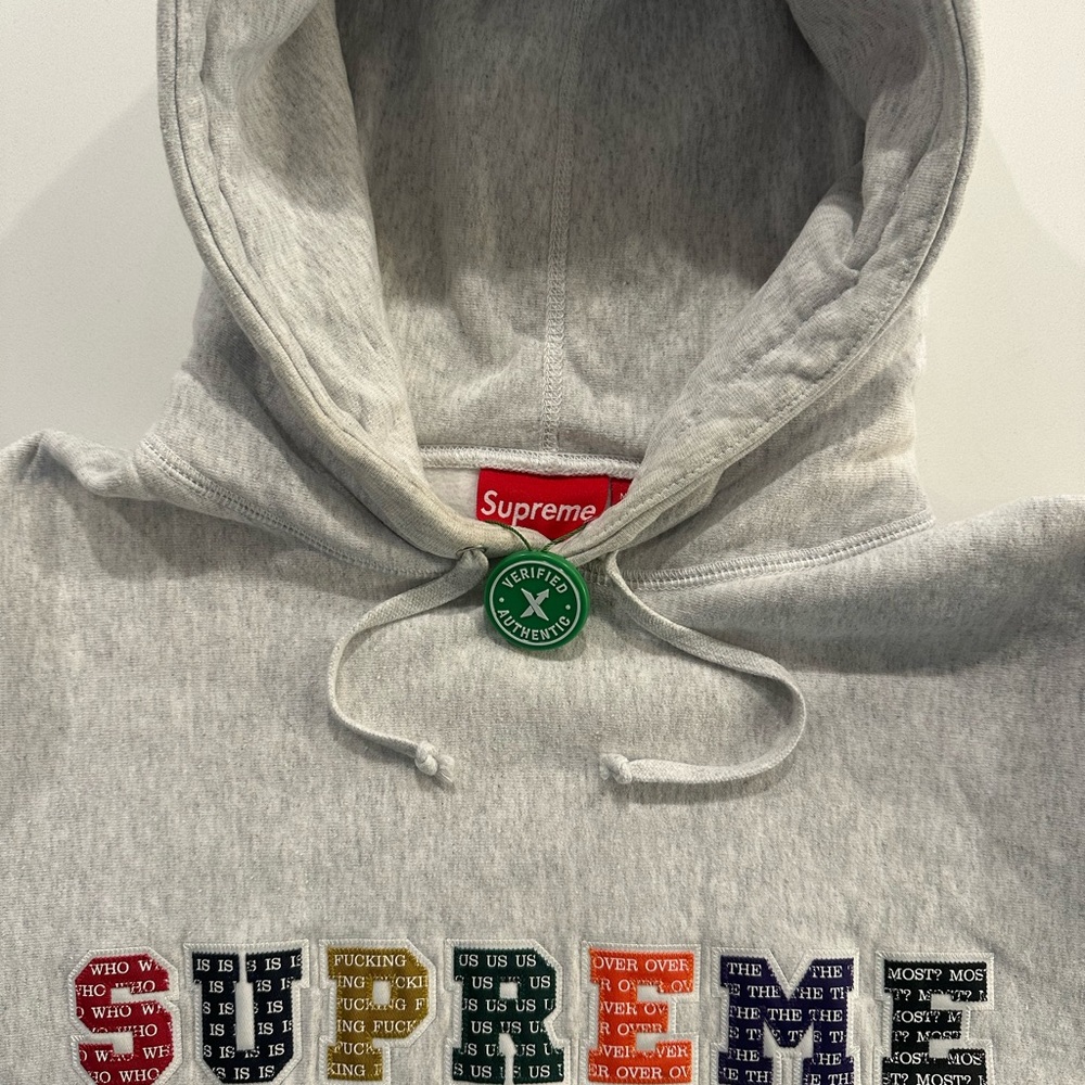 Supreme Gray Heather Sweater with Rainbow Logo